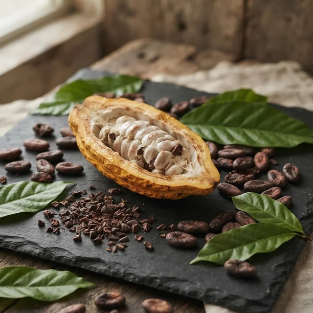 Granos de cacao, ingrediente principal de Magicoa